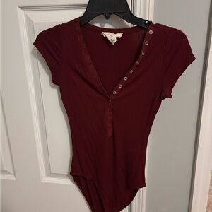 Elegant Burgundy Button-Down Bodysuit